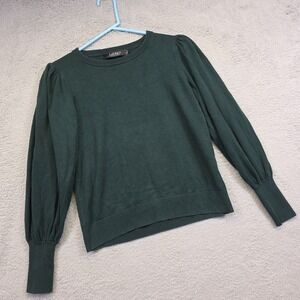 Lauren Ralph Lauren Sweater Womens M Green‎ Puff Sleeve Preppy Elegant Academia